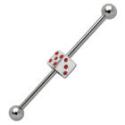 Industrial Barbell piercing aus Chirurgenstahl mit W&uuml;rfel