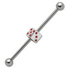 Industrial Barbell piercing aus Chirurgenstahl mit W&uuml;rfel