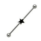 Industrial barbell made of surgical steel with a star