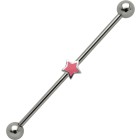 Industrial barbell made of surgical steel with a small star