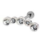 TIP Ohrpiercing mit fünf Kreise aus 925 Sterling Silber mit Kristallen und 316L Barbell 1.2x6mm