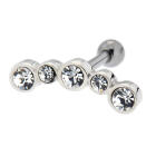 TIP Ohrpiercing mit f&uuml;nf Kreise aus 925 Sterling Silber mit Kristallen und 316L Barbell 1.2x6mm