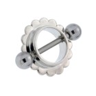 Nipple shield made of 925 sterling silver - flower border