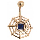 Bauchnabel Piercing aus 9 Karat Gold SPINNENNETZ, dunkelblauer Kristall