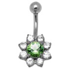 Bauchnabelpiercing in Blütenform mit Swarovski Kristallen 1.6x10mm - unsere Luxus-Blüte!