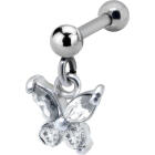 316L Stahl Helix Ohrpiercing 1.2x6mm, Kristall-SCHMETTERLING-Anh&auml;nger