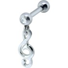 316L steel helix ear piercing 1.2x6mm, TREBLE CLEF pendant