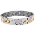 Armband Edelstahl mit individueller Gravur, bicolor stahl und PVD gold