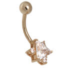 Bauchnabel Piercing aus 9 Karat Gold, klarer Stern-Kristall.