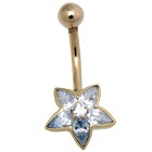 9 Karat Gold Bauchnabelpiercing Stern crystal