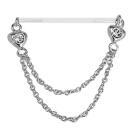 PTFE Nipple Brustwarzen Piercing  Kettchen  925 Sterling Silber, rose
