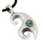 Anhänger aus 925 Sterling Silber, Tattoo-Motiv mit changierendem  Kristall