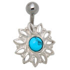 Bauchnabelpiercing American Indian 1.6x10mm mit Halbedelstein, Mittagssonne