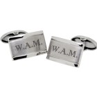 Cufflinks made of shiny and matt stainless steel with engraving