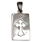 Anh&auml;nger aus 925 Sterling Silber, KREUZ-Aussparung in flachem Rechteck