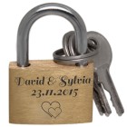 Mini love lock 20mm wide made of brass with your desired engraving