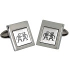FIRST TIME cufflinks made of polished stainless steel with offset matt surface for engraving