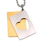 Zweiteiliger Herz Anh&auml;nger aus Edelstahl, mattiert auf goldfarben