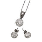 Schmuckset aus Kettenanh&auml;nger und Ohrstecker aus Edelstahl mit Kristallen
