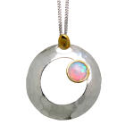 Feines Collier OPP04 aus 925 Sterling Silber teilweise vergoldet mit synthetischem Opal - helles Pink