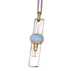 Feines Collier OPP01 aus 925 Sterling Silber teilweise vergoldet mit synthetischem Opal - helles Pink