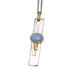Feines Collier OPP01 aus 925 Sterling Silber teilweise vergoldet mit synthetischem Opal - hellblau