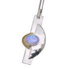 Feines Collier  OPP02  aus 925 Sterling Silber teilweise vergoldet mit synthetischem Opal - helles Pink