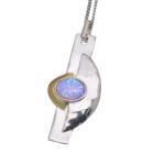 Feines Collier  OPP02  aus 925 Sterling Silber teilweise vergoldet mit synthetischem Opal - helles Pink