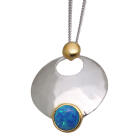 Anh&auml;nger aus 925 Sterling Silber mit Opal-Imitat-Einsatz - dunkelblau