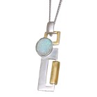 Feines Collier OPP06 aus 925 Sterling Silber teilweise vergoldet mit synthetischem Opal - helles Pink