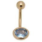 Bauchnabel 9 Karat, todschick, mit aquamarinfarbenem Kristall