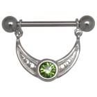 Brustwarzenpiercing aus 925 Sterling Silber halbrunder Ornament-Anhang mit einem Kristall