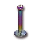 Silbernes Labret aus Titan mit Innengewinde und Kristall Stein
