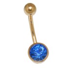 9 Karat Gold Bauchnabel Piercing, dunkelblauer Kristall, ganz simpel