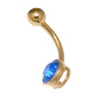 Bauchnabel Piercing aus 9 Karat Gold, dunkelblauer Kristall, ganz simpel