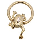 Nipple piercing with frog motif in 18k gold