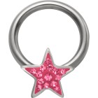 316L surgical steel BCR star with crystals