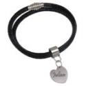 Lederarmband schwarz mit Python-Print und individueller Gravur auf Edelstahl-Anh&auml;nger Herz