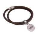 Echtlederarmband aus Nappaleder bronzefarbig mit rundem Anh&auml;nger, doppelt gewickelt  17cm / 18cm / 19cm / 20cm / 21cm / 22cm / 
