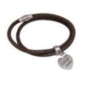 Echtlederarmband aus Nappaleder bronzefarbig mit Herzanh&auml;nger, doppelt gewickelt  17cm / 18cm / 19cm / 20cm / 21cm / 22cm / 23c