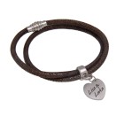 Genuine leather bracelet made of nappa leather bronze-colored with heart pendant, double wrapped 17cm / 18cm / 19cm / 20cm / 21