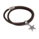 Echtlederarmband aus Nappaleder bronzefarbig mit Sternanh&auml;nger, doppelt gewickelt  17cm / 18cm / 19cm / 20cm / 21cm / 22cm / 23