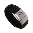 Echtlederarmband schwarz geschnürt, Verschluss Edelstahl, mit individueller Gravur