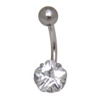 Bauchnabel Piercing 1.6x10mm, mit klarem Kristall, blumig eingefasst