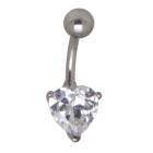 Bauchnabel Piercing 1.6x10mm, mit klarem Kristall, herzig eingefasst