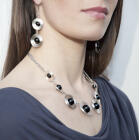 SET BLACK BALLS: Collier, Armband und Ohrringe mit schwarzen Achat Kugeln