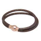 Armband aus Nappaleder, doppelt, Verschluss Edelstahl rosegold