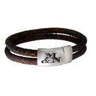 Doppel-Echtlederarmband aus Nappaleder bronzefarbig mit Edelstahl Magnetverschluss  17cm / 18cm / 19cm / 20cm / 21cm / 22cm / 2