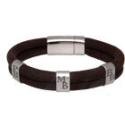 Echtlederarmband mit Struktur, dunkelbraun, Verschluss Edelstahl, mit individueller Gravur