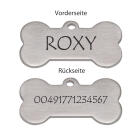 Hundeanh&auml;nger in Knochenform aus mattiertem Edelstahl f&uuml;r Haustiere -  mit Gravur